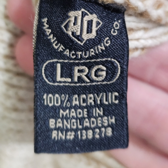 AO Amongst Others Men's Large Cable Knit Sherpa Lined Sweater Tan Shawl Collar - Picture 5 of 7